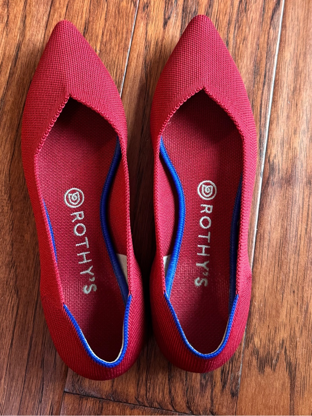 Rothys The Point Ballet Flat Chili Red Knit Classic Comfy Preppy Casual 8.5